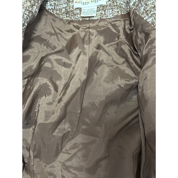 VTG Preppy Wool Blend Lined Waist Length Blazer Top S Brown Fall Trend City - Picture 10 of 13